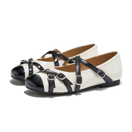2026 New Women's Mary Jane Shoes Stylish Cross-Strap Flat Shoes Women Comfortable Ballet Frail Shoes for Spring and Autumn