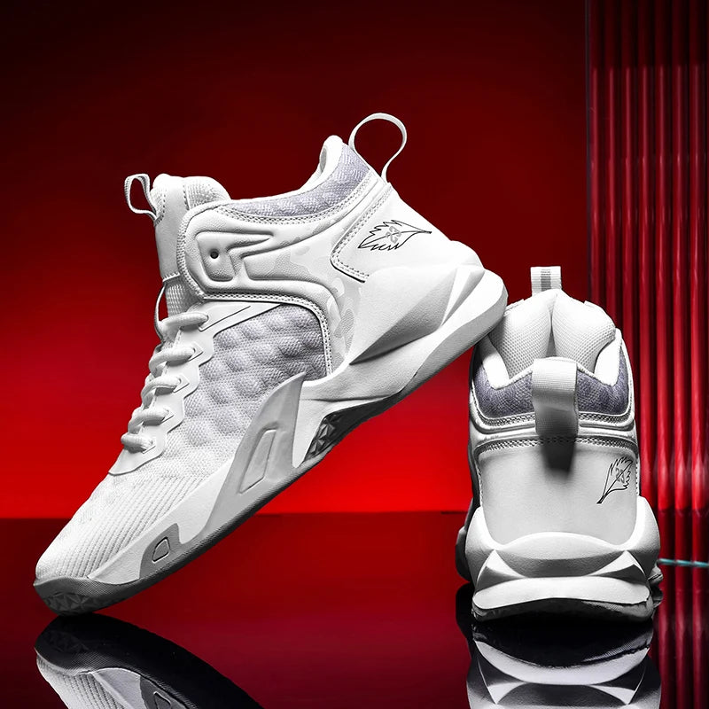 Basketball Shoes, Men's Outdoor Sports Shoes, Men's Shock-Absorbing High-Top Student Practical Shoes, Mesh Breathable Casual Shoes