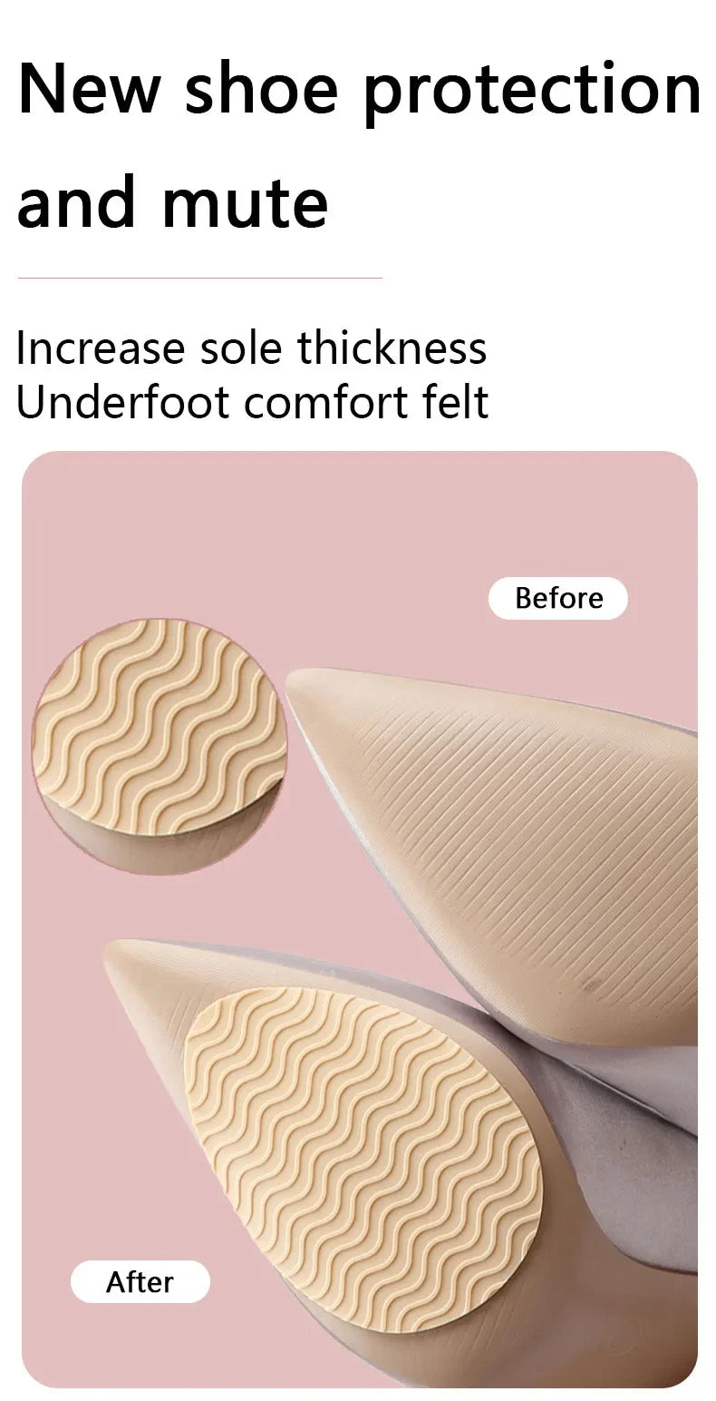 Women High Heels Rubber Sole Protector Non-Slip Wear-Resistant Forefoot Pads Self-Adhesive Insoles Sole Repair for Comfort