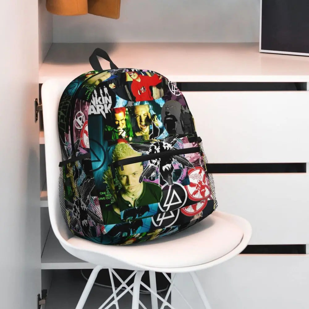 L-Linkin-S P-Park-S Band Student Backpack School Bag Hiking Travel Daypack for Boys Girls Fashion Bookbag Shoulder Bags
