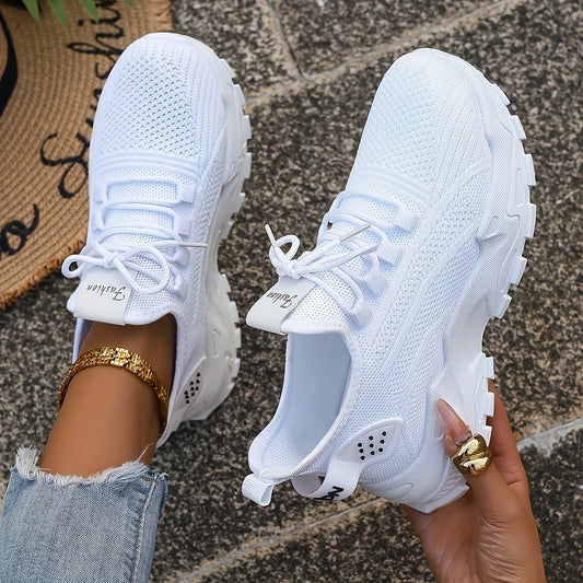 Fashion Women's Casual Knit Sneakers Breathable Lightweight Soft Sole Non Slip Outdoor Walking Shoes