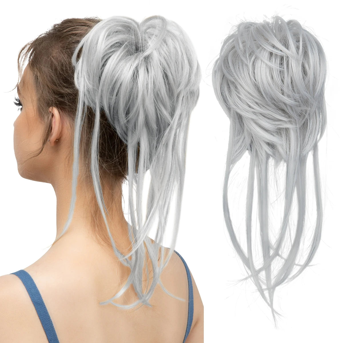 Synthetic Elastic Messy Bun Hairpieces Curly Scrunchie Black Blonde Brown Chignon Band Updo Donut For Women Natural Fake Hair