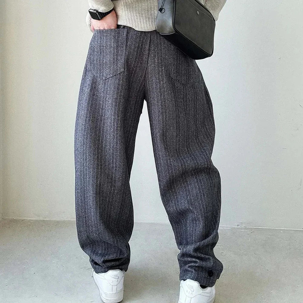 Mens Pants Casual Acrylic Pants Autumn Streetwear Fashion Personality Versatile Trend Comfort Wide-Leg Pants Men'S Clothing