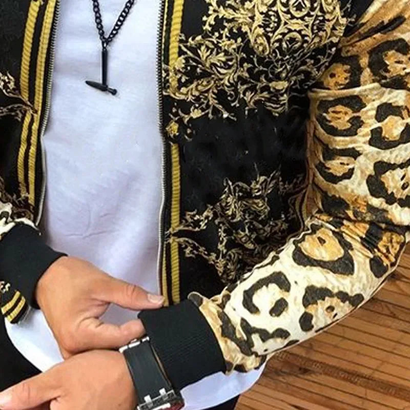 Spring Autumn Men's Print Jacket Zipper Coats Leisure Fashion Loose Tops Male Hip Hop Ropa Men Clothing Brand