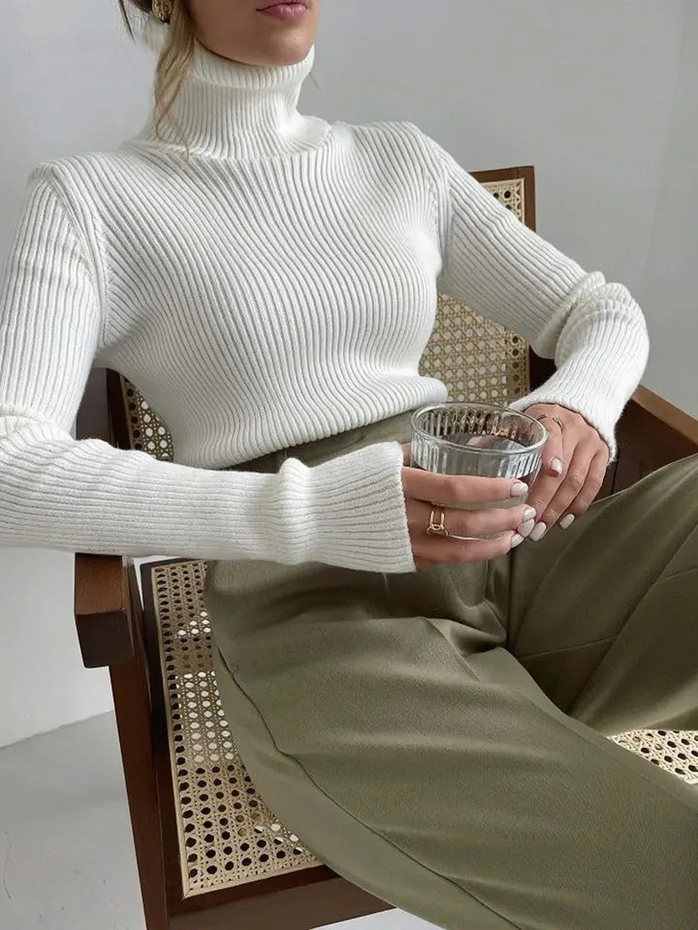 AOSSVIAO 2026 Basic Mock Neck Ribbed Sweaters for Women Cute Sexy Knitted Autumn Winter Warm Fitted Fashion Pullover Sweater