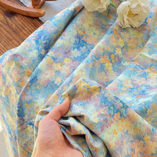 145x50cm 40s Cotton Fabric, for Colorful Tie Dye Floral Print Skirt for Women and Kids Sewing Cloth
