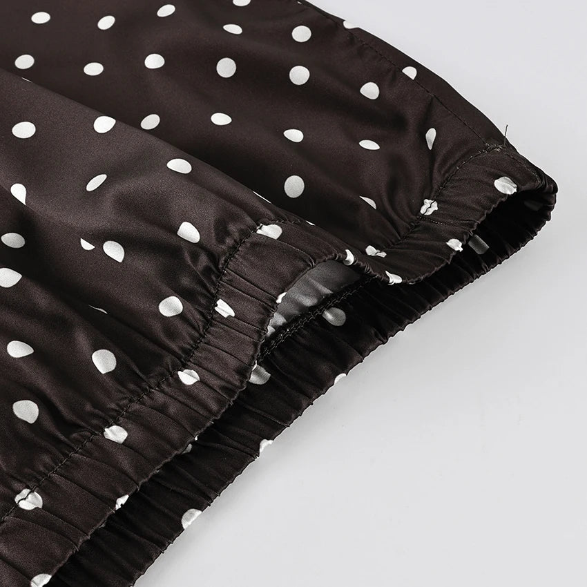 Linad Street Chic Polka Dot Lace Skirts Spriing Vintage Satin Mini Skirt 2026 Fashion High Waist A Line Short Skirts For Woman