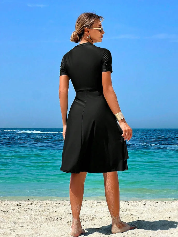 New Cover Ups Sexy Swimsuit Women Summer Bathing Suit Bikini Set Short Sleeve Swimwear Women Beach Swimming Suit For Female