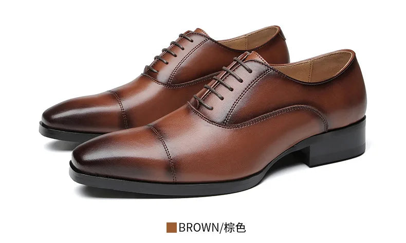 Genuine Leather Mens Dress Shoes Black Formal Social Shoe Male Business Wedding Derby for Man Luxury Italian Oxford Loafers 2024
