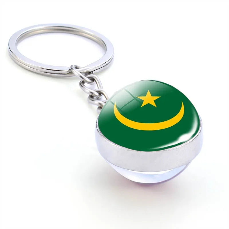 Africa National Flag Keychain  Nigeria South Africa Keyrings Crystal Ball Jewelry Fashion Double Side Glass Ball Men Women Gift
