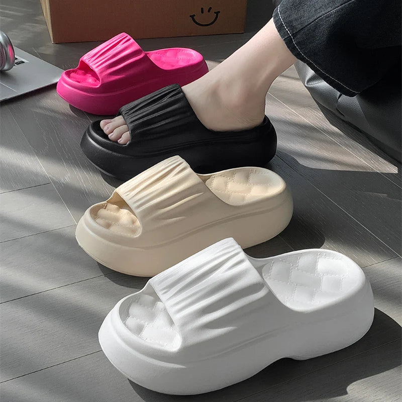 Thick Sole EVA Slippers for Women Fashion Home Platform Slippers for Summer Outwear Non Slip Elevated Sandals for Women