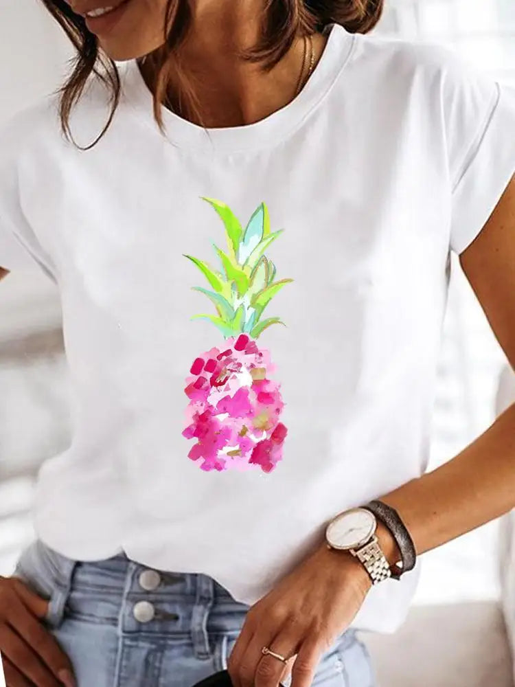 Women's Short-sleeved Explosive Insect Butterfly Dragonfly Print Round Neck T-shirt Women Clothes  Oversized T Shirt  Harajuku