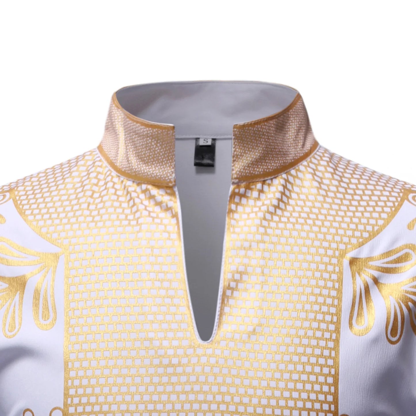 Men's Shirts Fashion Long Sleeve African Turkish Chieftain Print Robe Male Casual Blouses Traditional Ethnic Style Muslim Shirts