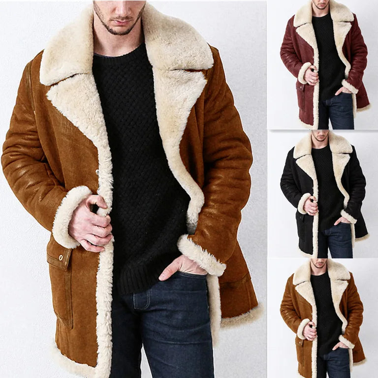 2025 Men's Coats Winter Jackets Leather and Fur Integrated Autumn Winter Products Thickened Faux Fur Long Jacket Male Clothing