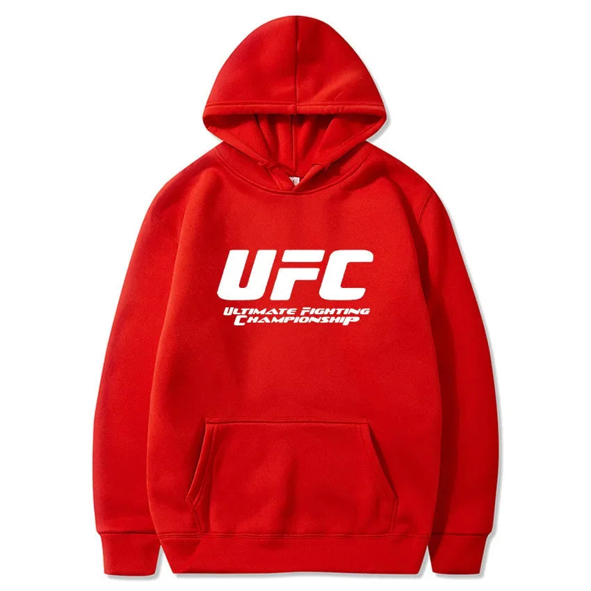 2026 New UFC Men's Hooded Sweatshirt Autumn Winter Polar Print Casual Sports Hooded Sweat BAZAARHUBO