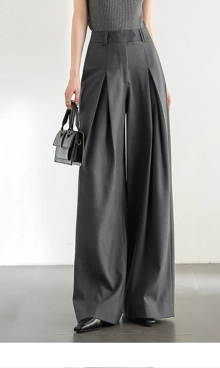 SENTUBILA Women Wide Leg Pants Office Lady Work Wear Trouser 2026 Spring Fashion Elegant Commute Full-length Pants 133K51993