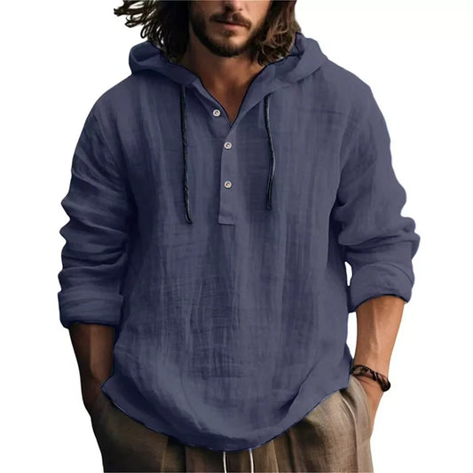2026 New Men's Casual Blouse Cotton Linen Shirt Loose Tops Long Sleeve Tee Shirt Spring Autumn Casual Men's Shirts