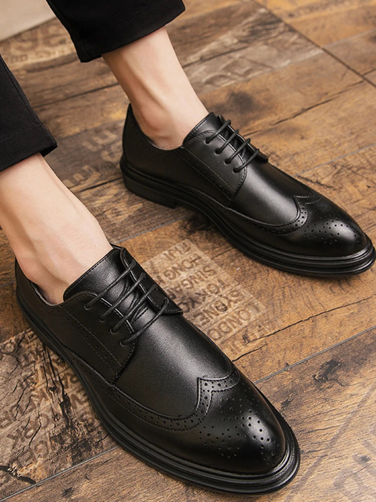 High Quality Brogues Leather Shoes Men Classic Men's Dress Shoes Formal Office Wedding Shoes For Men Casual Business Shoes