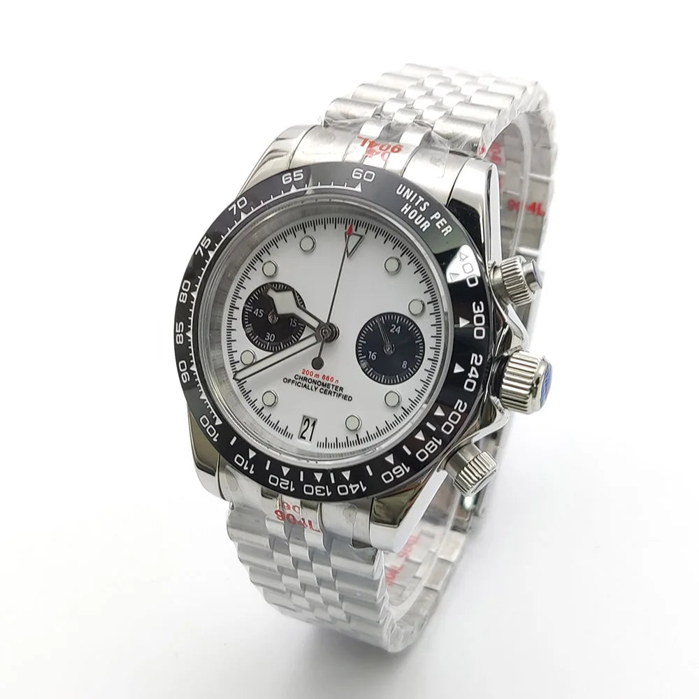 39mm VK64 Quartz Chronograph Men's Watch Sapphire Glass Waterproof Sport quartz watches Stainless Steel Strap Reloj Hombre