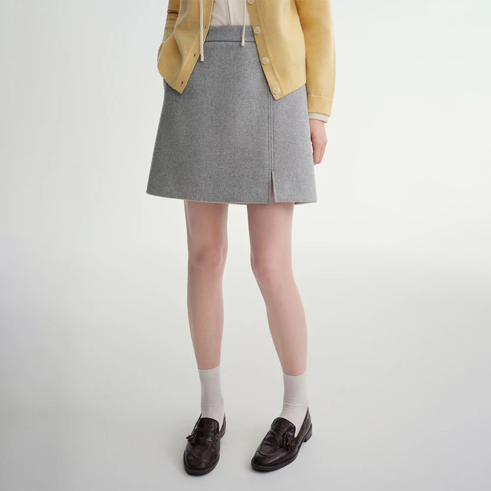 DUSHU Classic Elastic Waist Skirt For Women Winter Office Solid Color College