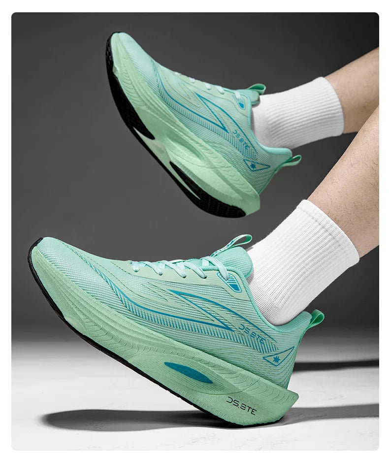 [Sports Shoes] Men's ultra light professional marathon running shoes, carbon plate cushioning, breathable low cut design, fluore