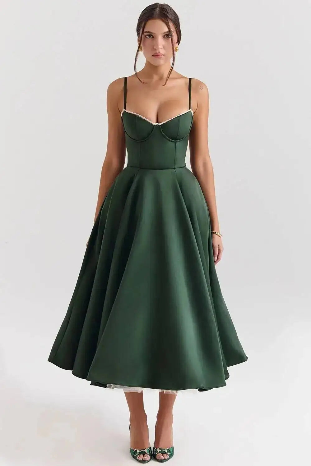 2026 Spring/summer High End Satin Strapless Heavy Industry French Waist Strap Sexy Hot Girl Medium Long Dress Women Elegant