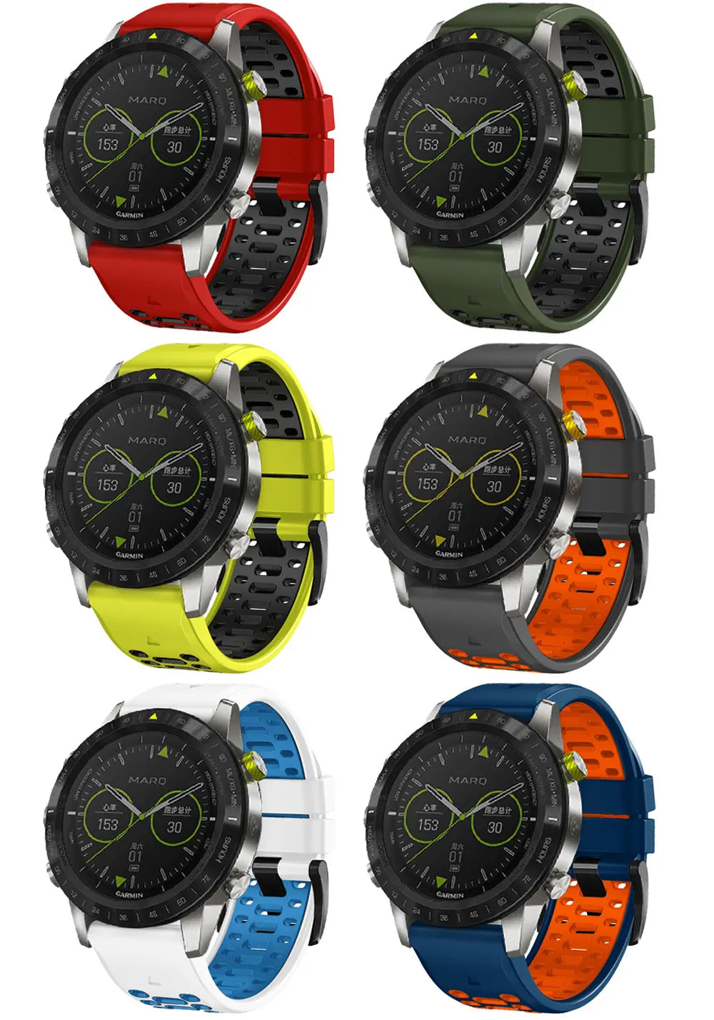 Sport Two-Tone Breathable Silicone Watch Band For Garmin Fenix 7X 7 Pro 6X 6 5 5X Plus/Epix 2 47mm 51mm QuickFit 26/22mm Strap