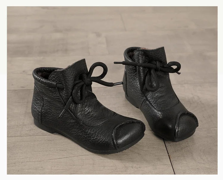 Careaymade-Genuine leather women's boots Fashion retro warm Oversized shoes cow leather Pure handmade ankle boots Casual boots
