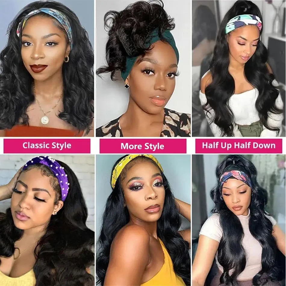 Body wave Headband Wig Human Hair Wigs For Women Brazilian Body Wave Glueless Wigs Virgin Human Hair Wig Machine Made Wig 250%