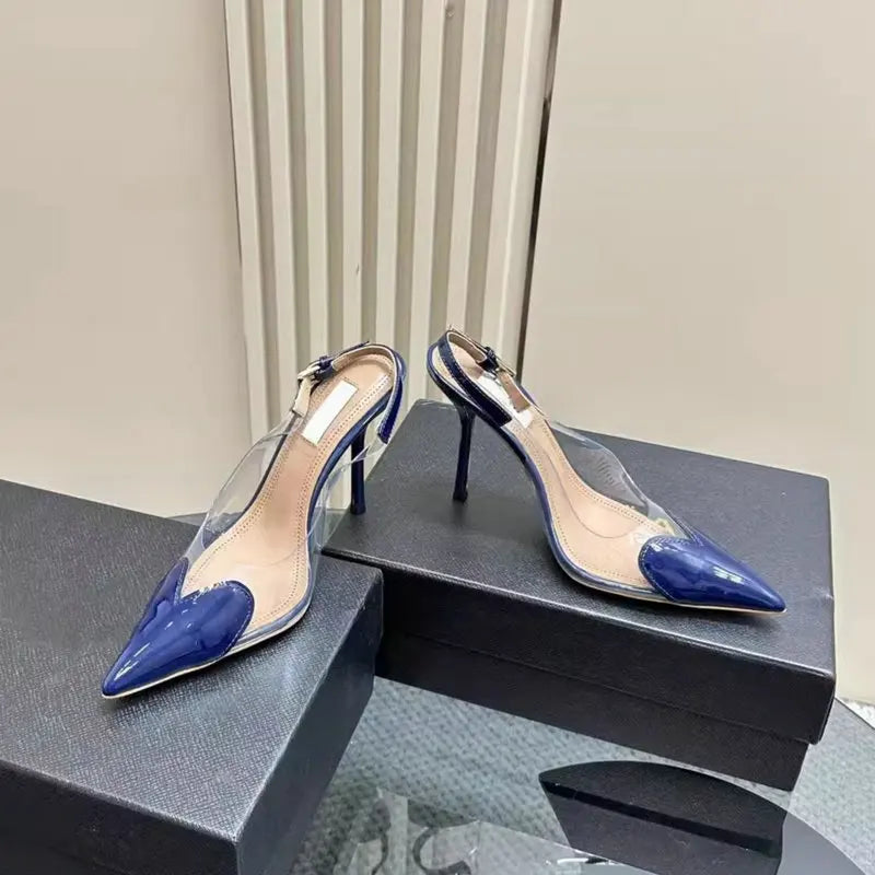 2025 New PVC European Style High Heels Women'S Summer Pointed Toe Runway Sandals Party Shoes
