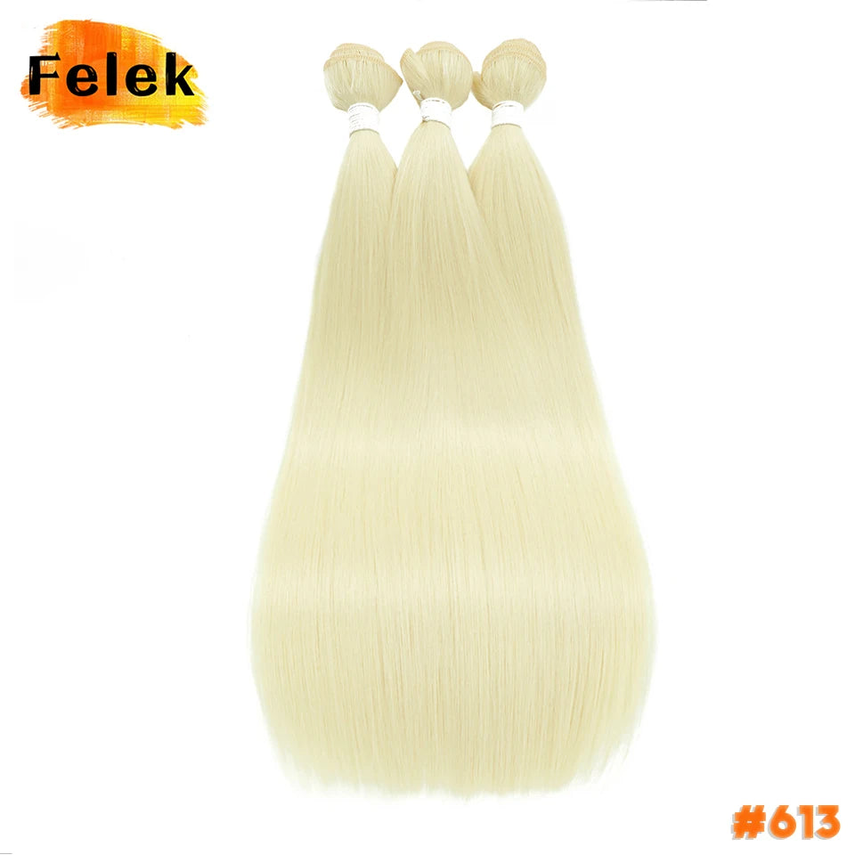 1Pc Straight Hair Bundles Synthetic Natural Hair Weaving 613 Blonde Bundles Hair Extensions Ombre Brown Red Weave Long Fake Hair