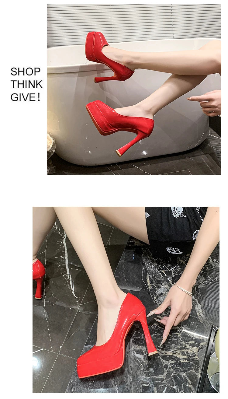 Aphixta Fashion Platform Pumps Women Hot Sale Party Disco Dance High Chunky High Heels Big Size 45 46 47 48 49 50