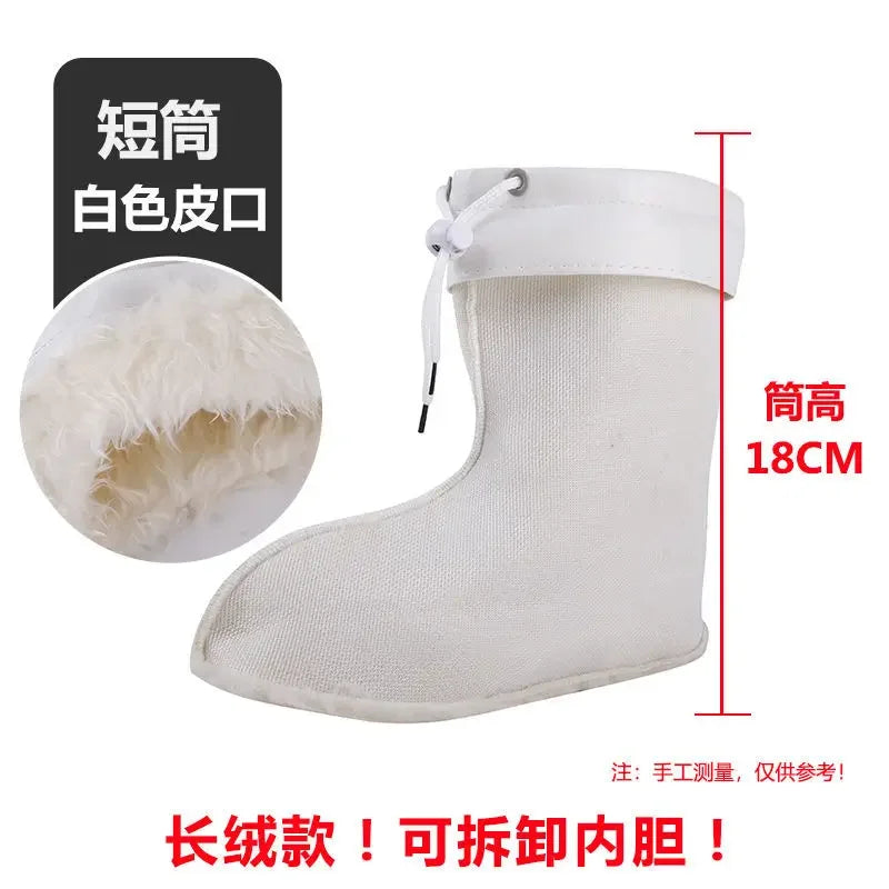 Cold-Proof Men's and Women's Rain Boots Cotton Cover Water Shoe Lining Winter Rain Boots Cotton Lining Fleece Lined