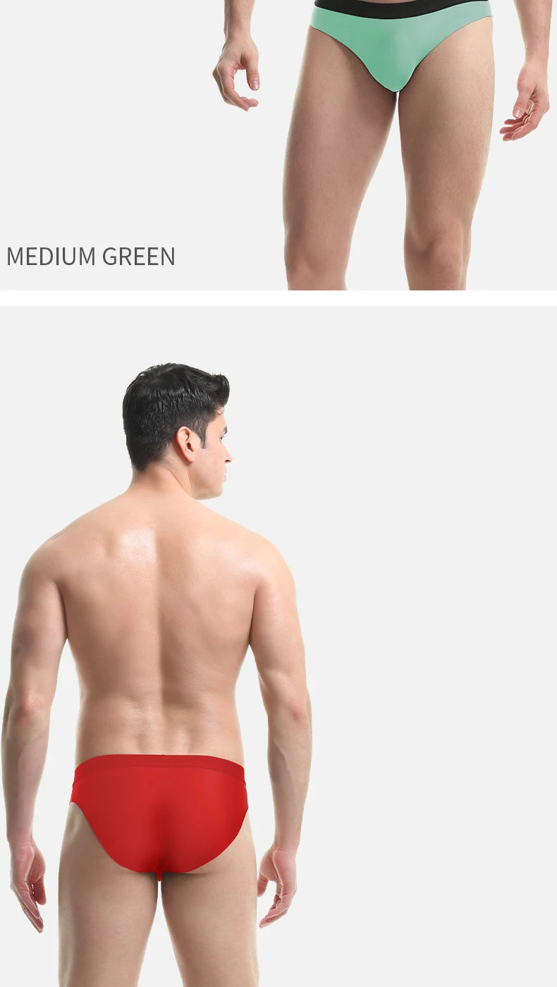 5pc Men's underwear Men's ice silk seamless breathable ultra-thin briefs summer ice soft and comfortable boys underpants