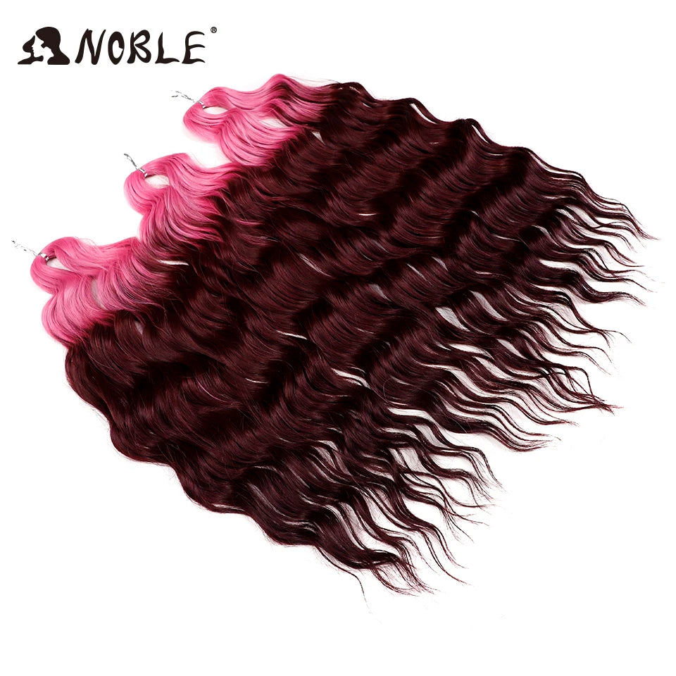 Noble 24 Inch Synthetic Hair Water Wave Braiding Hair Extensions Ombre Rainbow color Deep Wave Curl Twist Crochet Hair Extension