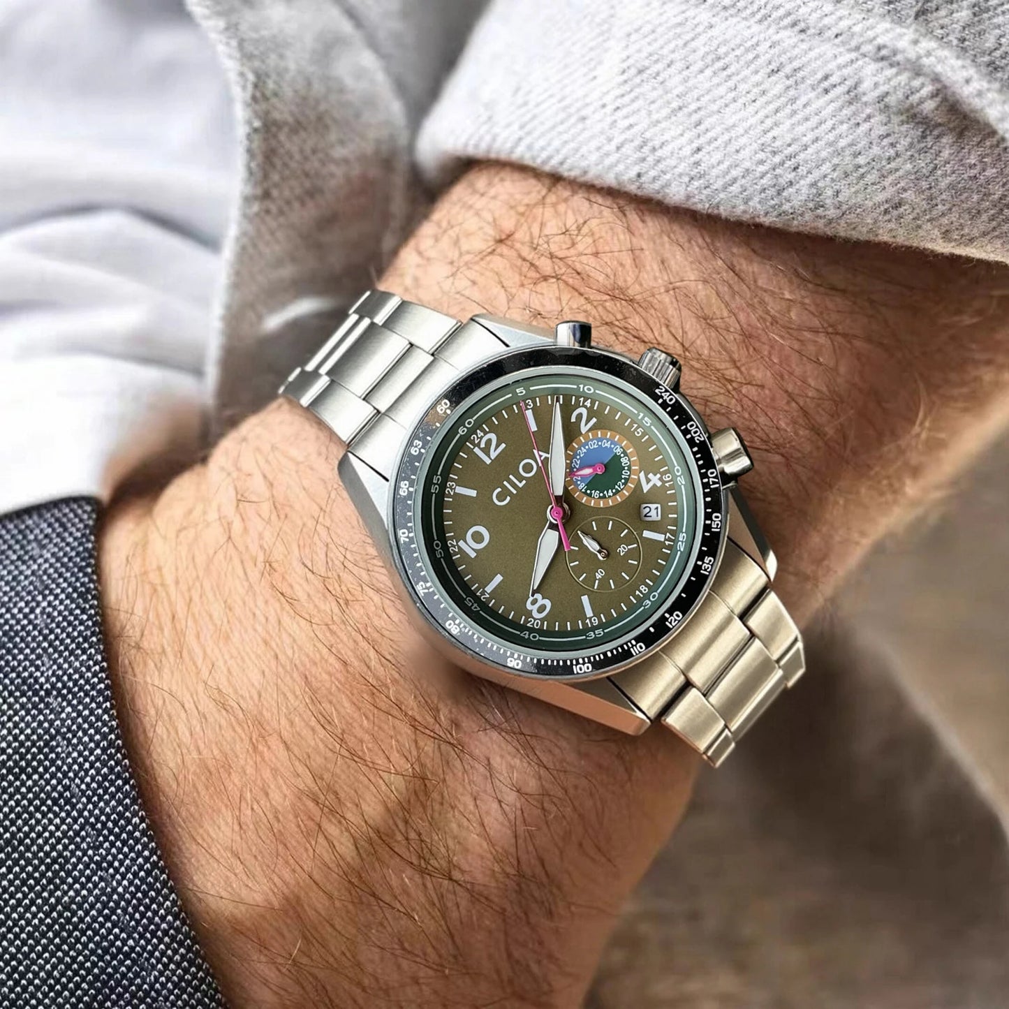 CILOA 2025 New Men's Business Sports Casual Stainless Steel Waterproof Quartz Watch