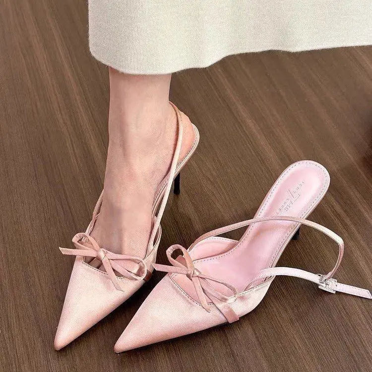 Pointy single-shoe women 2026 new spring stiletto sandals French with skirt temperament pink high heels  kawaii shoes