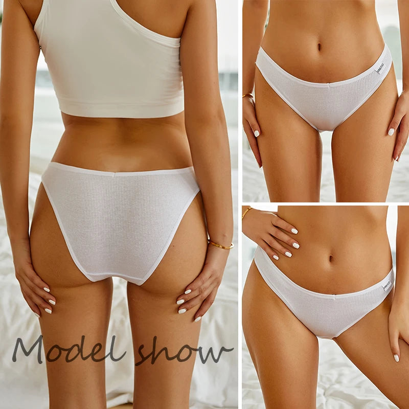 5PCS Women Cotton M-4XL Panties Briefs Female Sexy V Wasit Underwear Ladies Underpants Pantys Girls Plus Size Intimates Lingerie