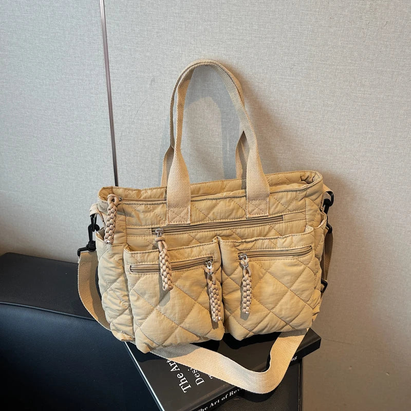 Large capacity Tote Bags for Women Shoulder Side Bag Fashion Space cotton Shopping Bags Multi-pocket Messenger Bag Lady Handbags