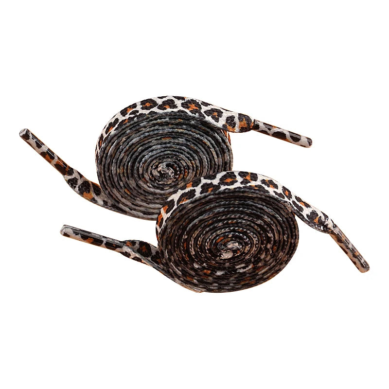 1Pair 80/120/160CM Classic Leopard Patten Print Shoelace Creative Unisex Trainers Canvas Shoe Lace Flat Shoelaces Shoes Strings