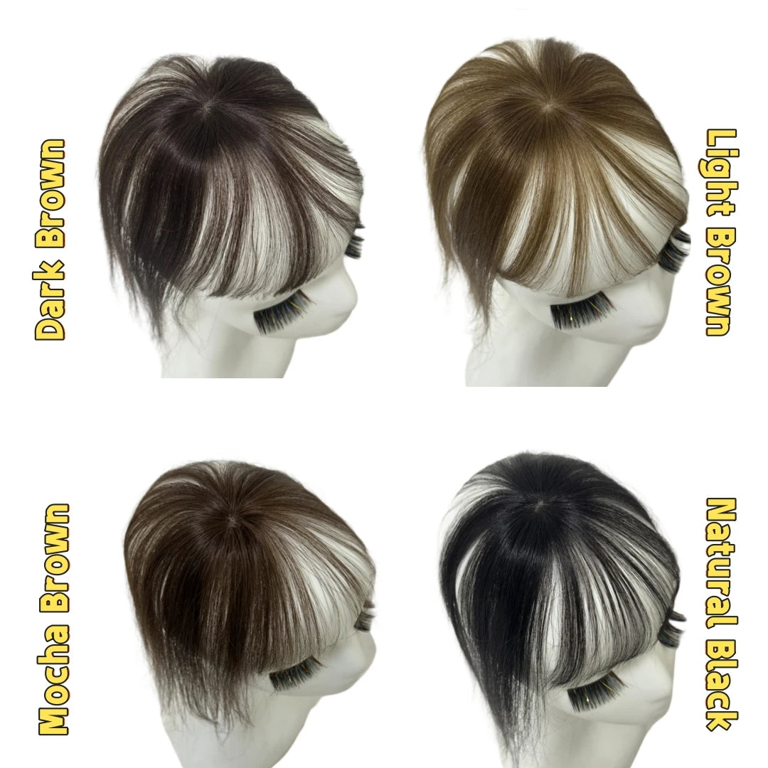 360° Coverage Natural Black Human Hair Bangs Clips in Hairpieces for Women False Natural Bangs with Thinning Hair Extensions
