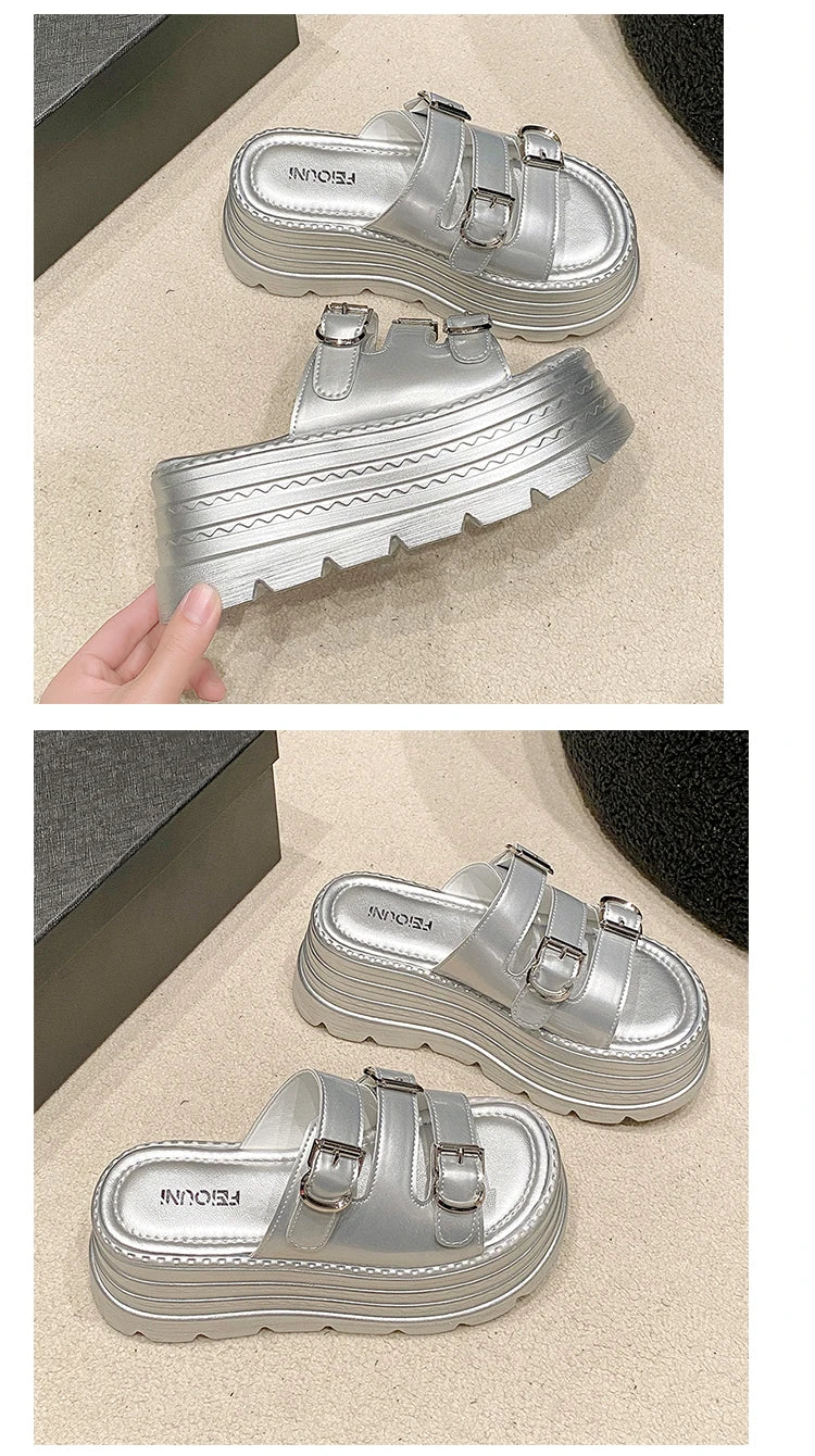 New Fashion Slippers Women Thickness Wedges High Heels Leisure Summer Sandals Female Platform Fish Mouth Shoes Ladies Slippers