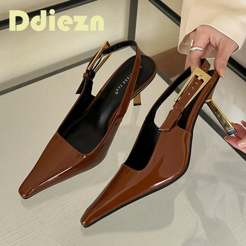 Women Shoes Pumps Sandals Spring Fashion Pointed Toe Slingbacks Female Footwear Summer Ladies Shallow Shoes High Heels