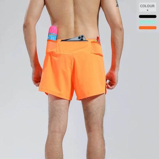 Men's Sports Shorts Quick Drying Fitness Professional Marathon Training Double-layer Three-quarters Running Shorts