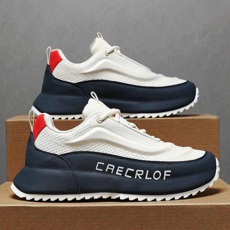 Men's Low-Top Fashionable Color-Blocked Casual Sneakers, with Comfortable Lining, Non-Slip and Wear-Resistant, Height-Increasing Thick Sole, Dual-Purpose Sports and Casual Shoes