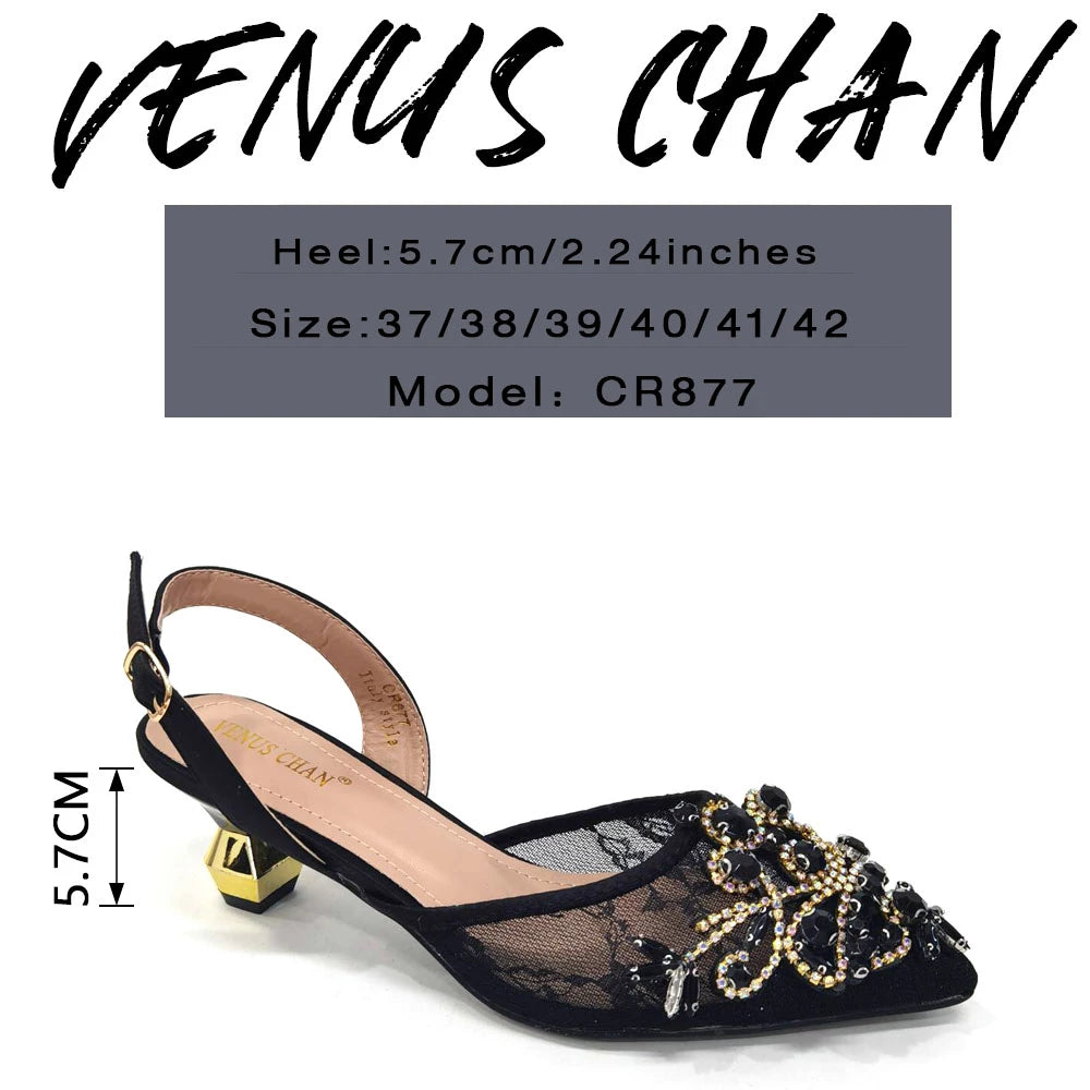 African Fachion Evening Shoes And Matching Bags Italian Design Ladies Diamond Bag High-Heeled Pointed Toe Women's Shoes