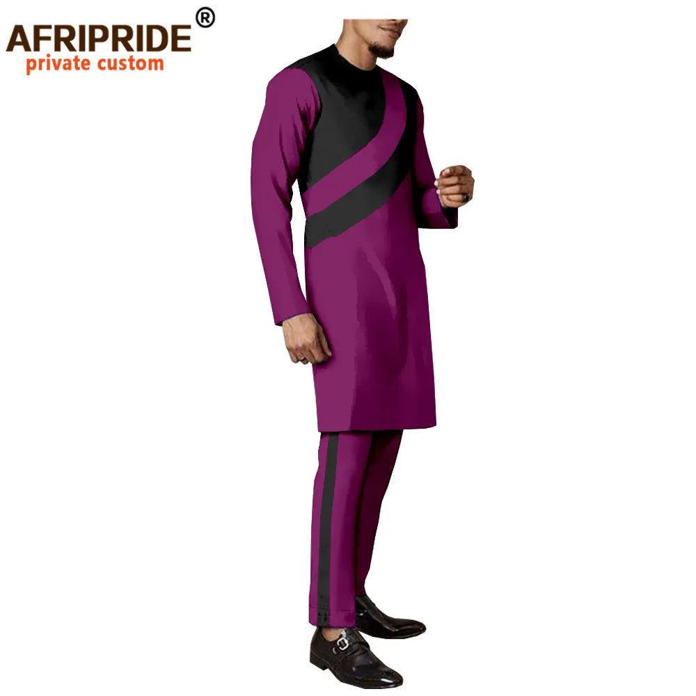 Tracksuit Men African Clothing Long Coats and Trousers 2 Piece Set Traditional Outfits Dashiki Outwear Wax Attire A2016036