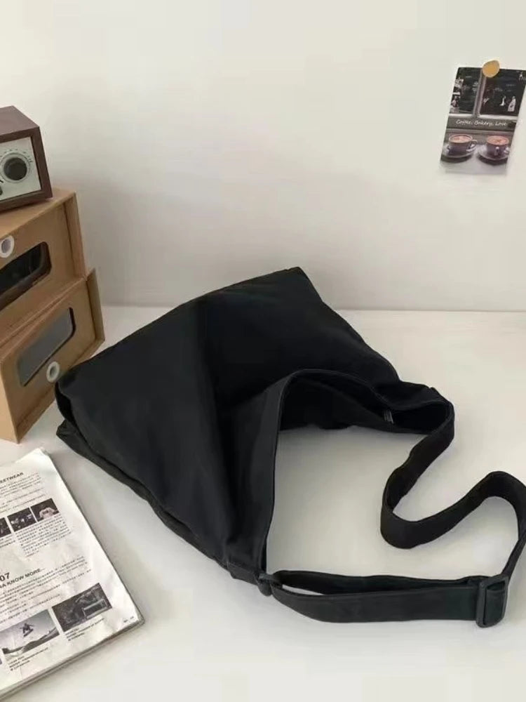 Simple Shoulder Bags Men Solid Cleanfit Unisex Bolsos Vintage Thicken Autumn Japanese Harajuku Canvas Large Capacity Handbags