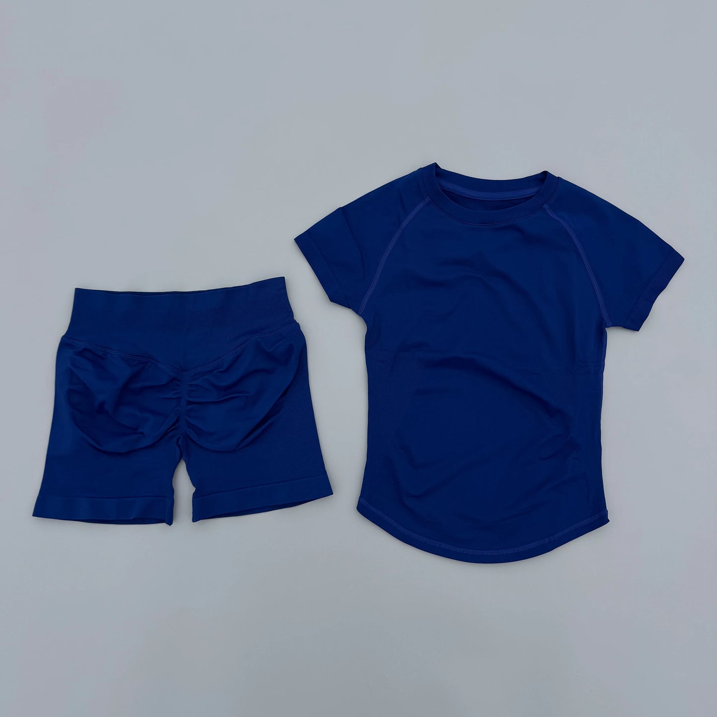 2 Pcs Sports Gym Sets Short Sleeve Seamless Clothing Fitness Set Women Workout Running Sports Short Leggings Suit
