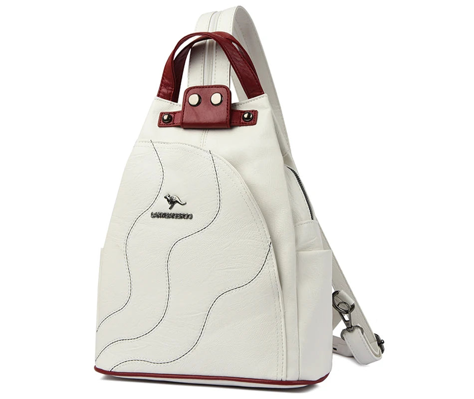 Women Leather Backpacks Zipper Female Chest Bag Travel Back Pack Ladies Bagpack Mochilas School Bags for Teenage Girls Sac A Dos